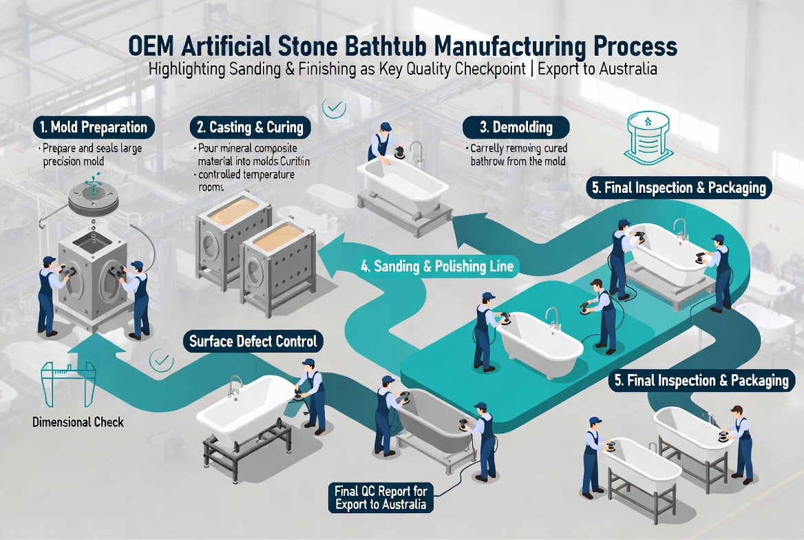 Solid Surface Bathtub Factory Quality Process Solid Surface Bathtub Factory Quality Process