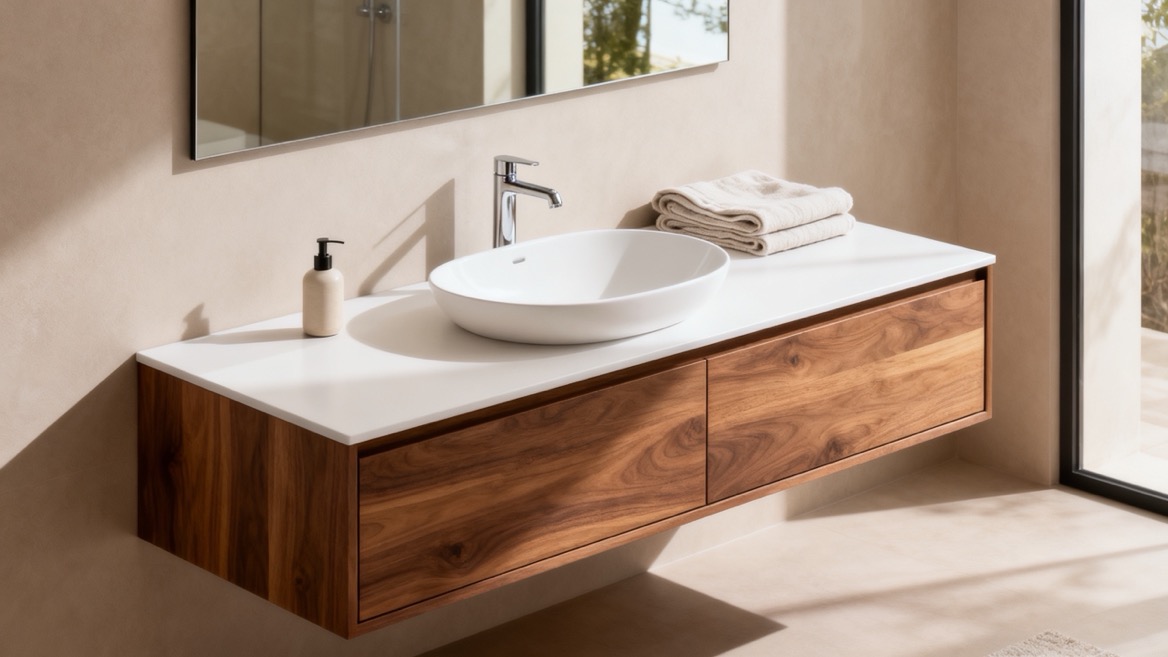 Modern Integrated Vanity In A Luxury Bathroom Modern Integrated Vanity In A Luxury Bathroom