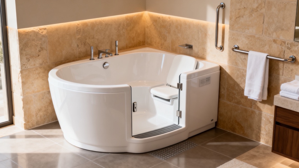 Luxury Walk In Bathtub In A Modern Bathroom Luxury Walk In Bathtub In A Modern Bathroom