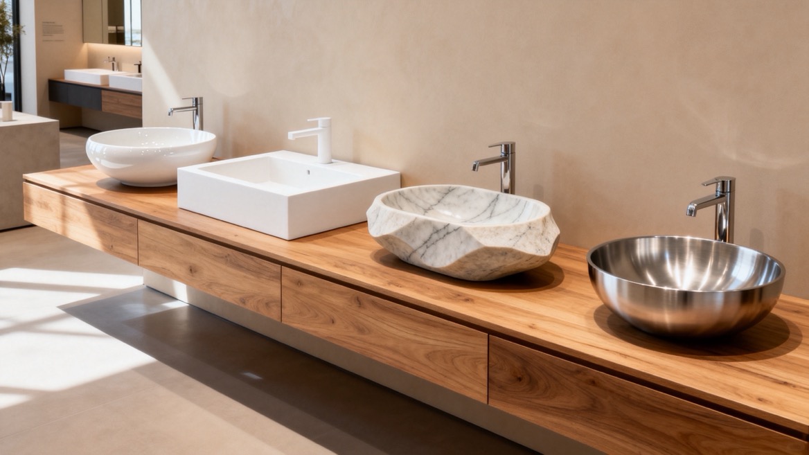Modern Bathroom Sink Materials Display Modern Bathroom Sink Materials Display
