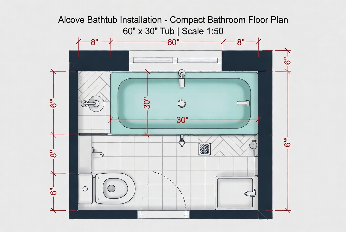 Space Efficient Alcove Bathtub Layout Space Efficient Alcove Bathtub Layout