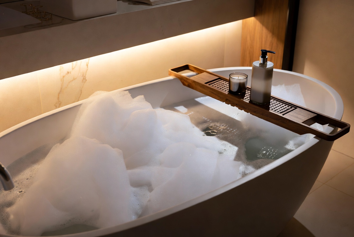 Luxury Bubble Bath In Solid Surface Tub Luxury Bubble Bath In Solid Surface Tub