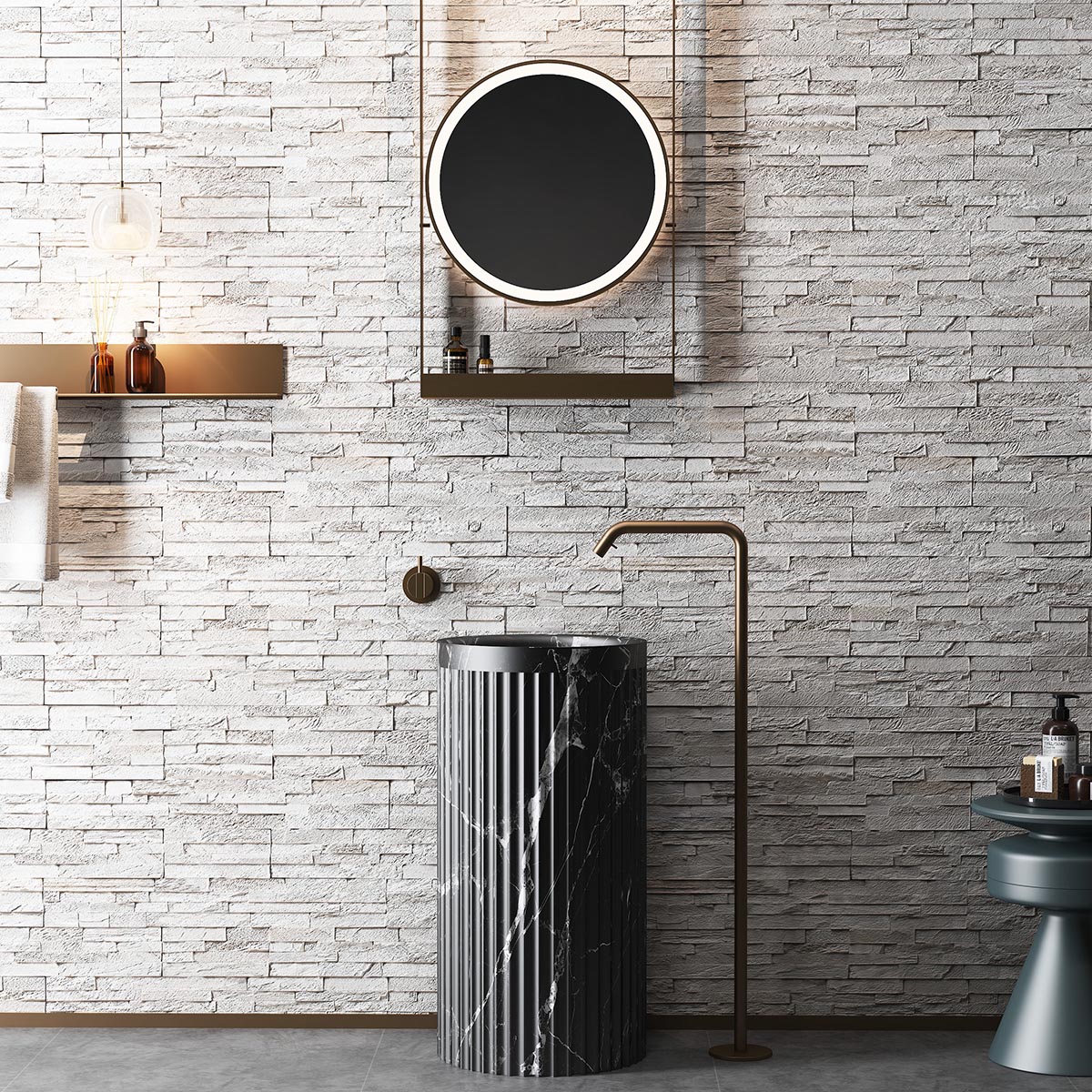 Black Marble Pedestal Sink