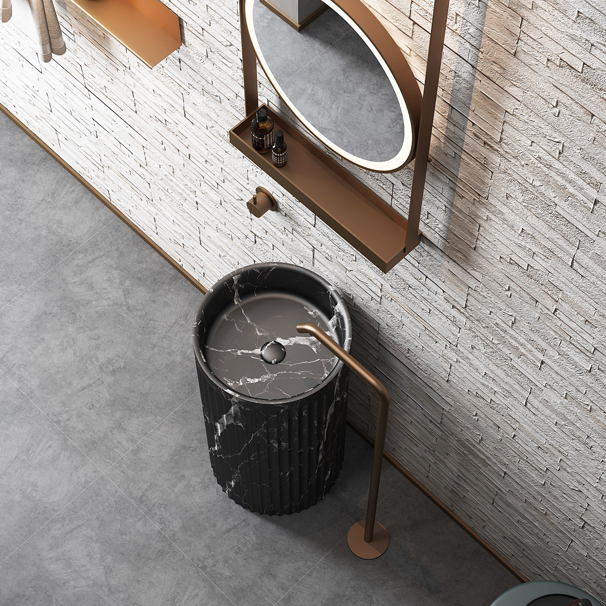 Black Marble Pedestal Sink (3) Black Marble Pedestal Sink (3)