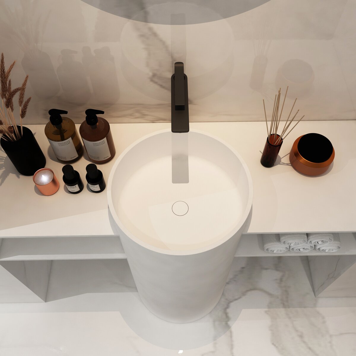 Pia de pedestal com balc&atilde;o