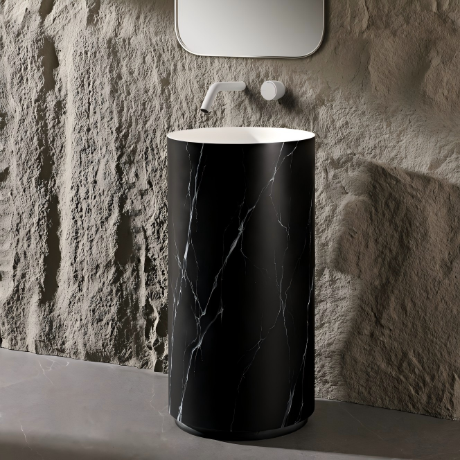 Pia com pedestal de m&aacute;rmore