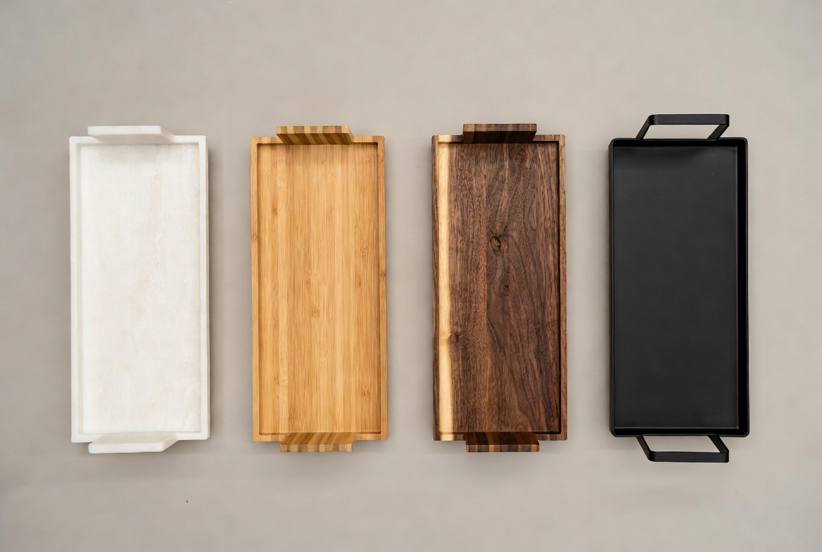Bath Caddy Materials Comparison Flat Lay
