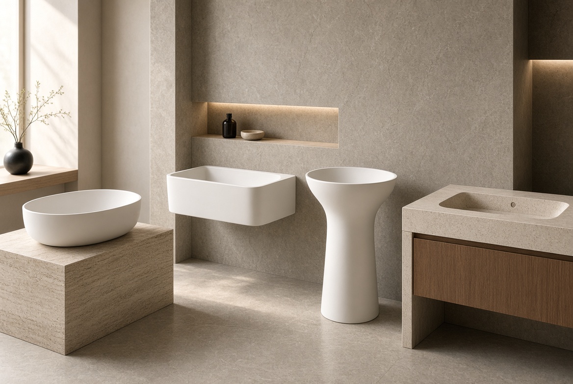 Modern Solid Surface Basin Collection Modern Solid Surface Basin Collection