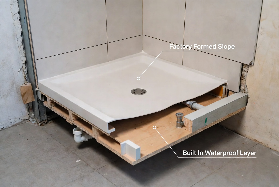 Solid Surface Shower Base Installation Scenario