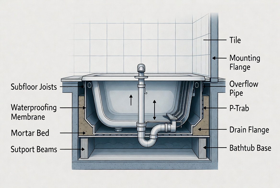 Bathtub Installation Cross Section Technical