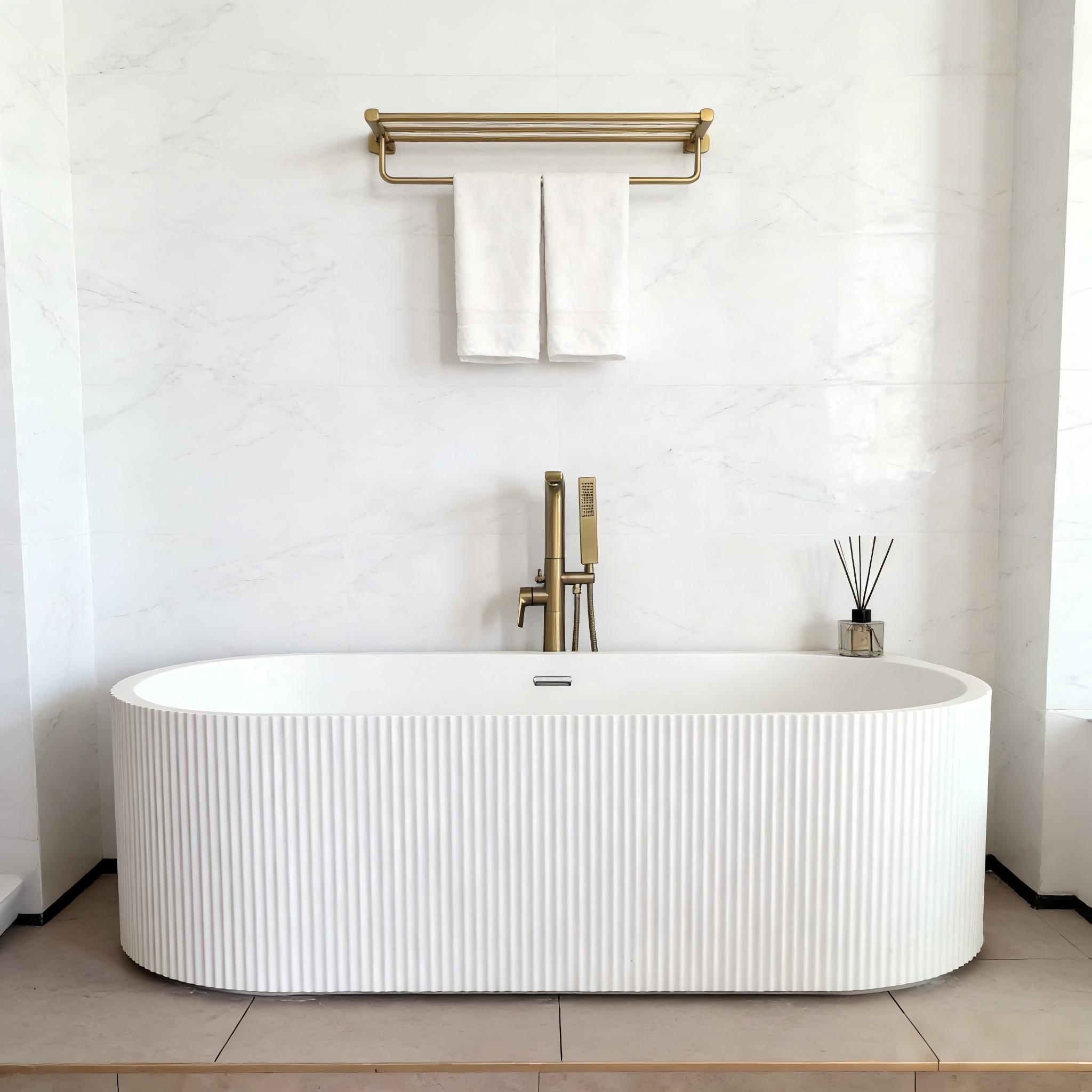 Striped Solid Surface Freestanding Tub