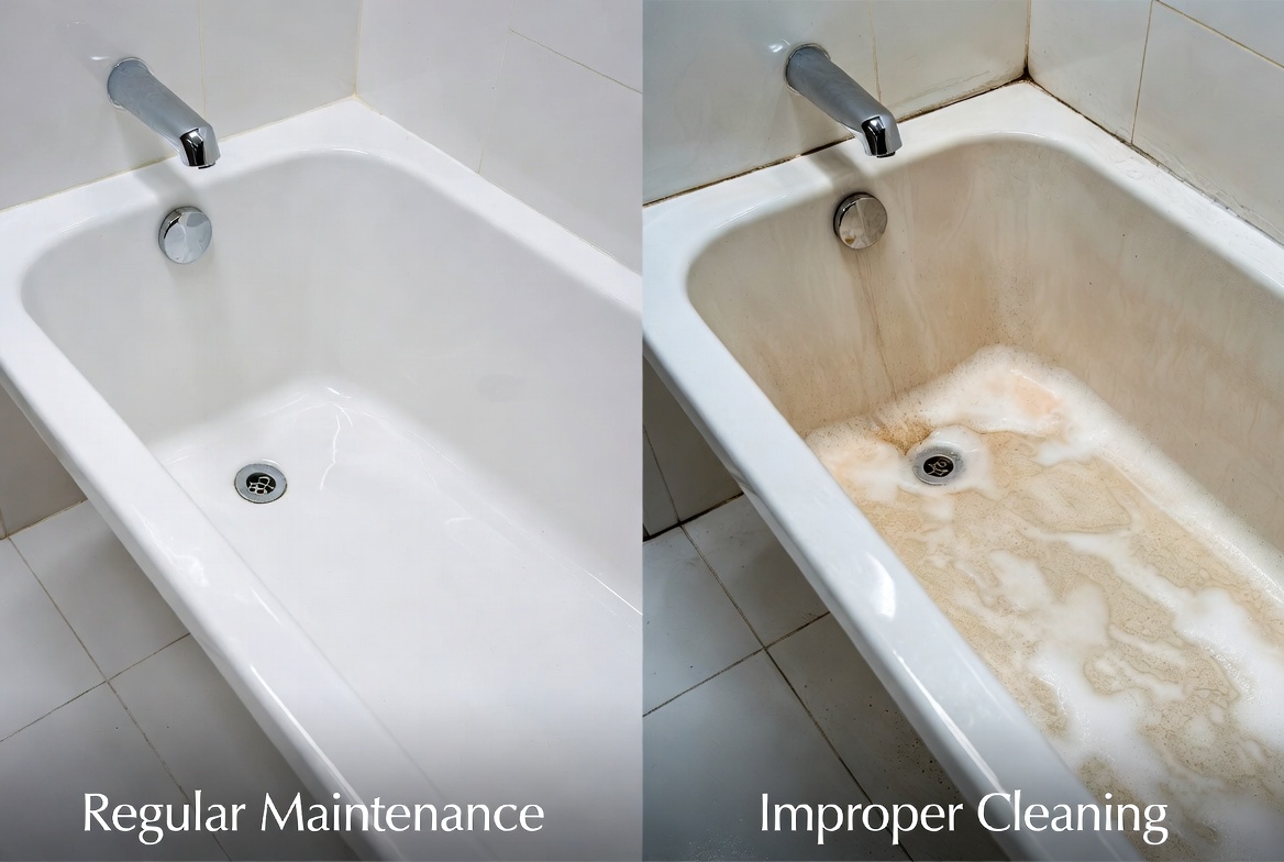 Well Maintained Versus Neglected Bathtub