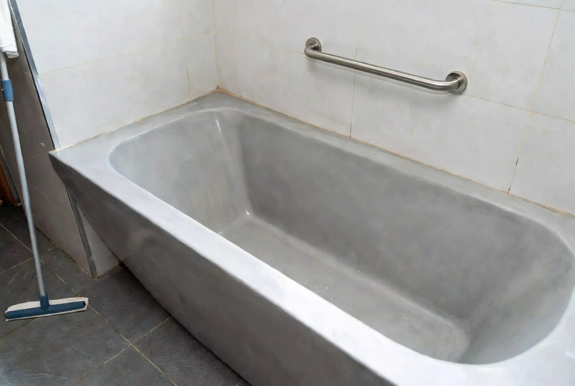 Artificial Stone Bathtub in Commercial Bathroom Cleaning