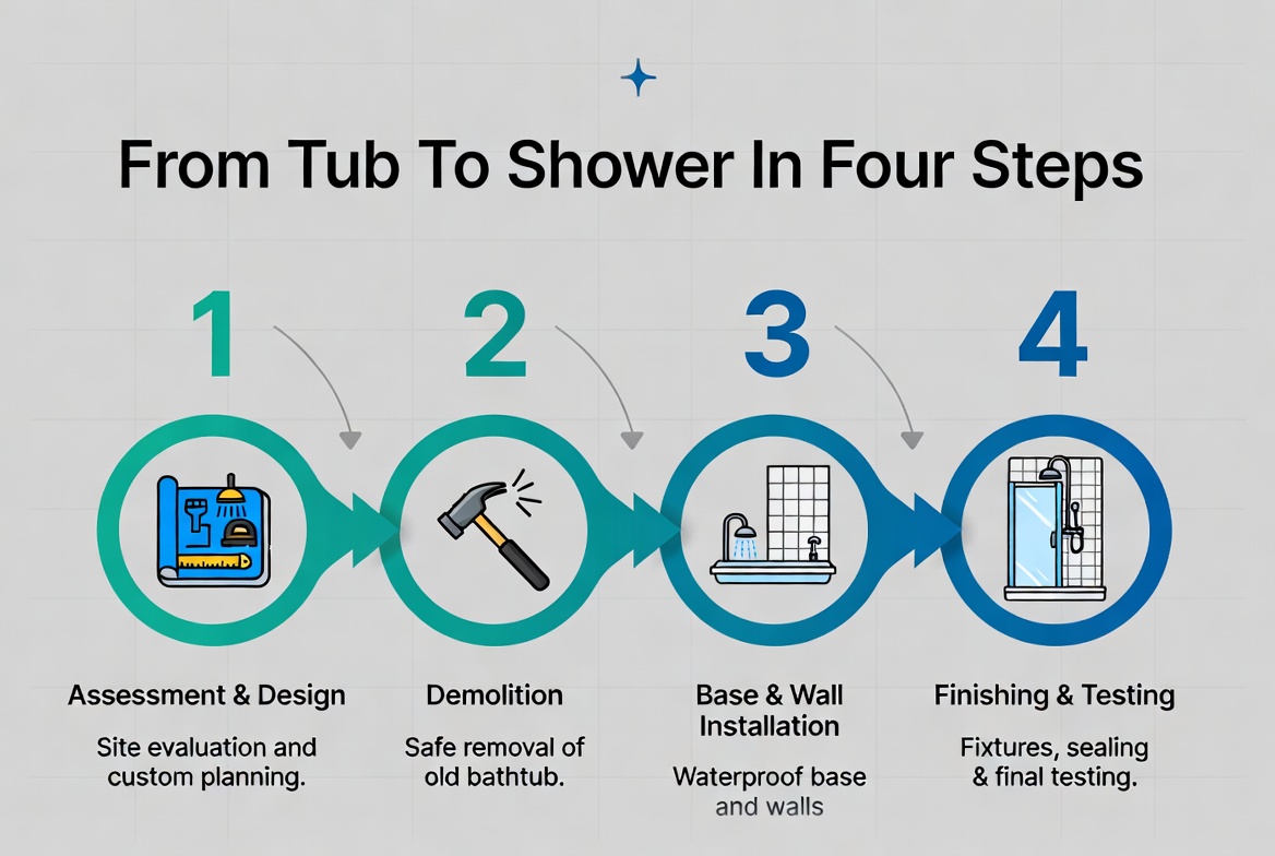 Walk In Shower Conversion Steps