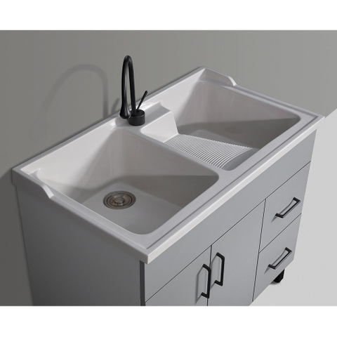 Laundry Sink Cabinet with Washboard