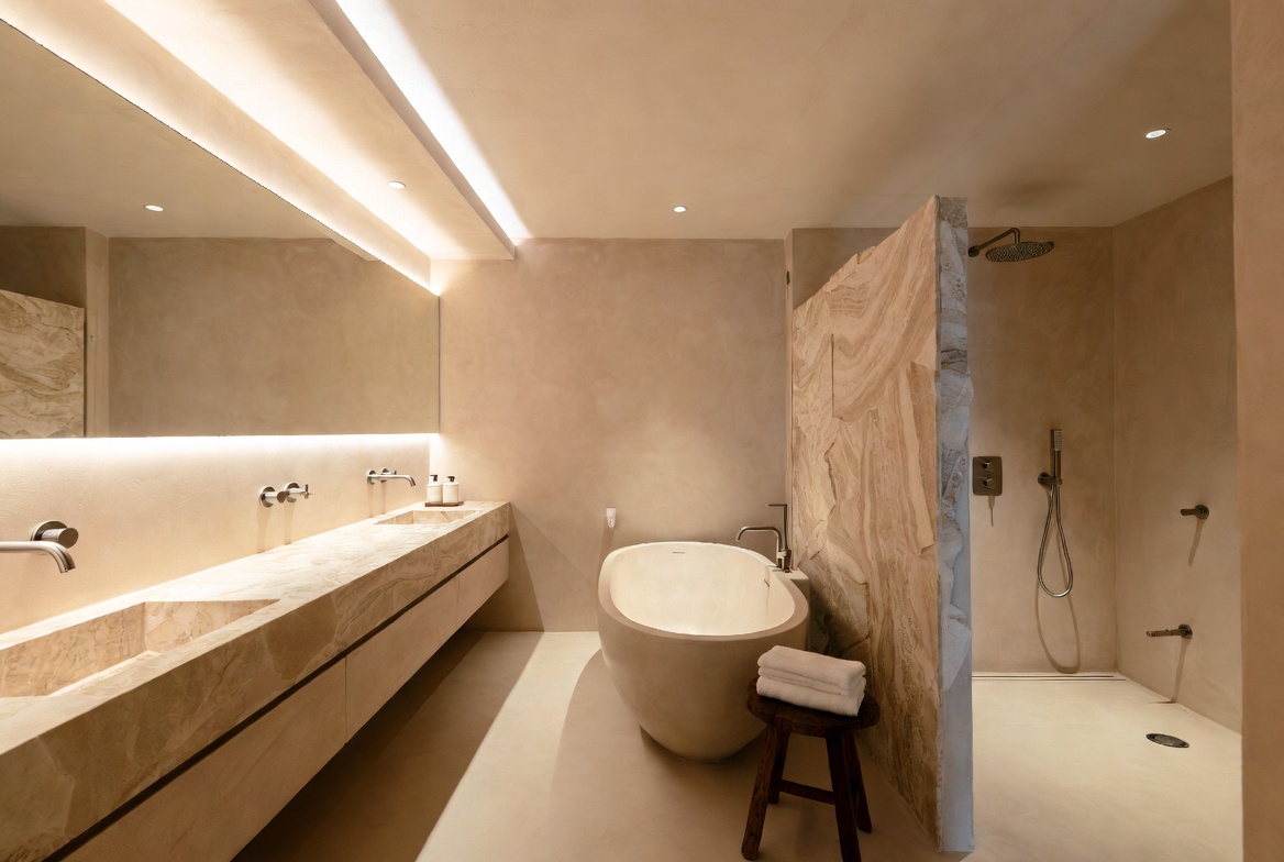 Customized Stone Feel Hotel Bathroom Layout