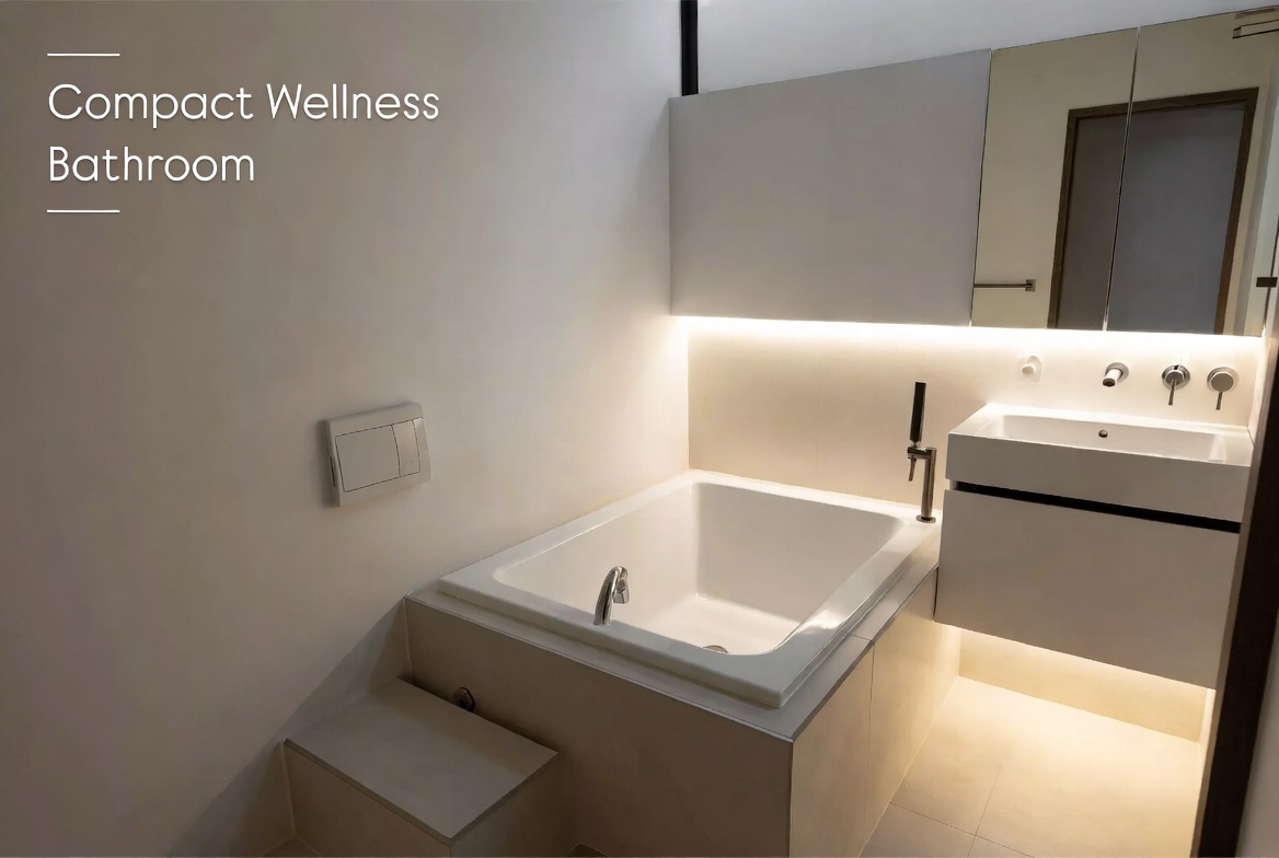 Compact Wellness Bathroom With Japanese Tub