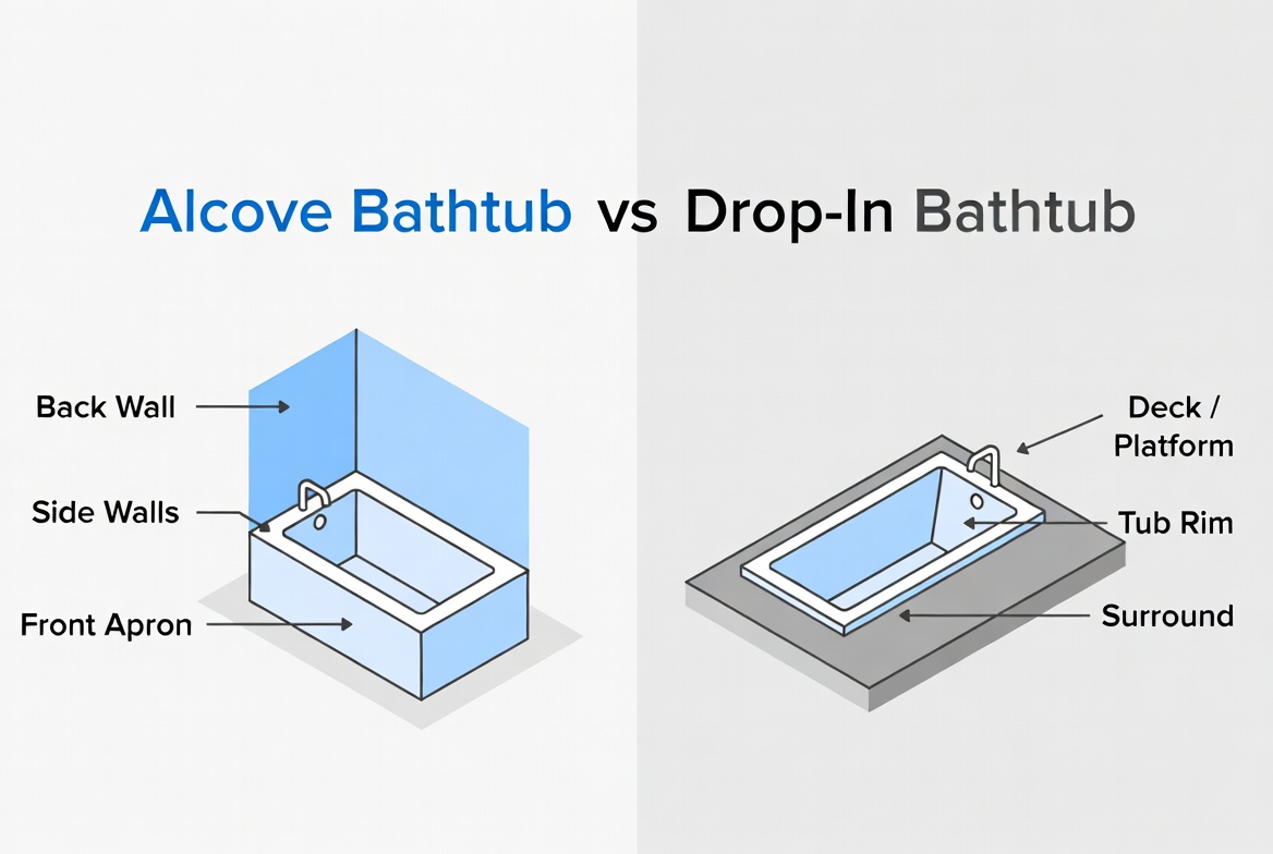 Alcove And Drop In Comparison Diagram